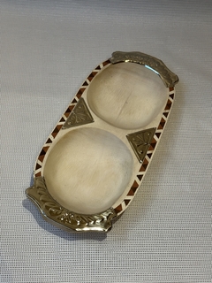Copetinero de madera y alpaca de 2 divisiones - tienda online