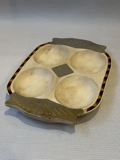 Copetinero de madera y alpaca de 4 divisiones