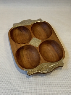Copetinero de madera y alpaca de 4 divisiones