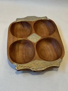 Copetinero de madera y alpaca de 4 divisiones - comprar online
