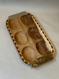 Imagen de Copetinero de madera y alpaca de 6 divisiones