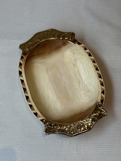 Batea / Bandeja de madera y alpaca de 35 cm - Jiron del cielo