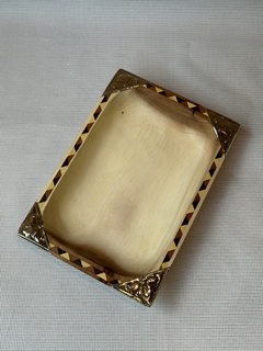 Batea / Bandeja rectangular de madera y alpaca 35X20 - Jiron del cielo