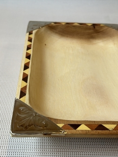Imagen de Batea / Bandeja rectangular de madera y alpaca 35X20