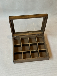 Caja de té o alhajero de madera y alpaca de 12 divisiones - tienda online
