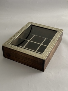 Caja de té o alhajero de madera y alpaca de 12 divisiones - comprar online