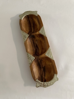 Copetinero de madera y alpaca de 3 divisiones