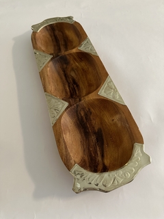 Copetinero de madera y alpaca de 3 divisiones - comprar online