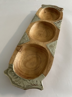Copetinero de madera y alpaca de 3 divisiones - tienda online