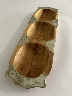 Copetinero de madera y alpaca de 3 divisiones - comprar online