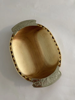 Batea / Bandeja de madera y alpaca de 40 cm