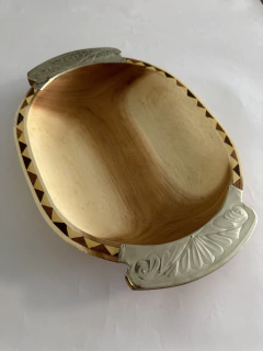 Batea / Bandeja de madera y alpaca de 40 cm - comprar online