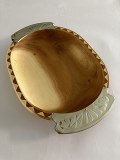 Batea / Bandeja de madera y alpaca de 40 cm