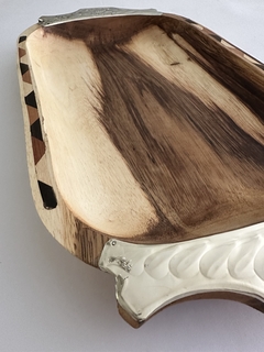 Bandeja chata de madera y alpaca - tienda online