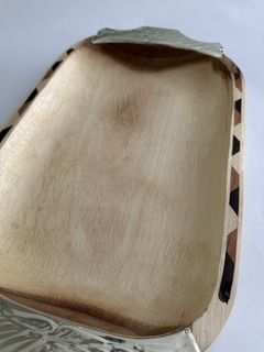 Bandeja chata de madera y alpaca - comprar online