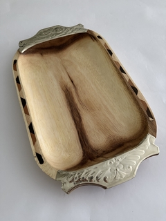 Bandeja chata de madera y alpaca - tienda online