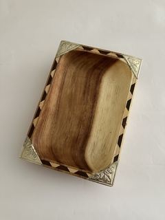 Batea / Bandeja rectangular de madera y alpaca 35X20