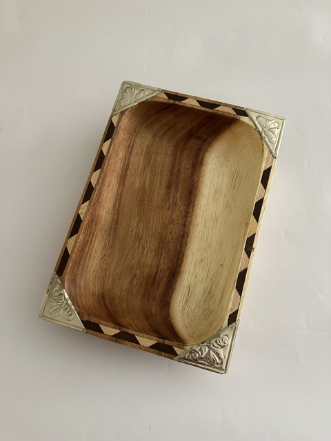 Batea / Bandeja rectangular de madera y alpaca 35X20