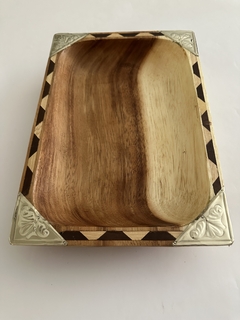 Batea / Bandeja rectangular de madera y alpaca 35X20 - comprar online