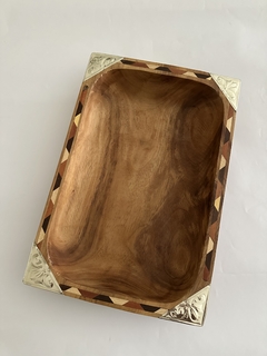 Batea / Bandeja rectangular de madera y alpaca 45X27