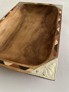 Batea / Bandeja rectangular de madera y alpaca 45X27 en internet
