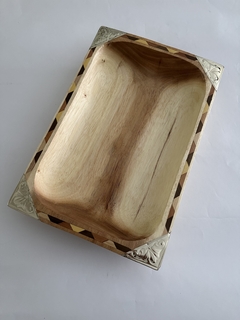 Batea / Bandeja rectangular de madera y alpaca 45X27 - tienda online