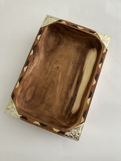 Batea / Bandeja rectangular de madera y alpaca 45X27