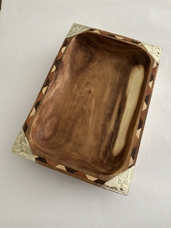 Batea / Bandeja rectangular de madera y alpaca 45X27 - comprar online