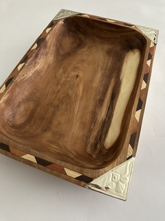 Batea / Bandeja rectangular de madera y alpaca 45X27 en internet