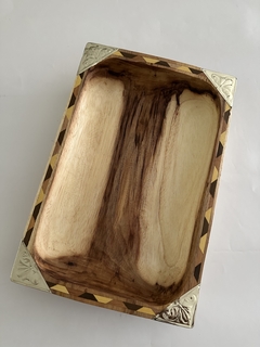 Batea / Bandeja rectangular de madera y alpaca 45X27 - Jiron del cielo