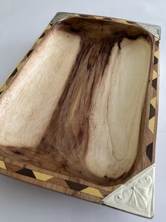 Batea / Bandeja rectangular de madera y alpaca 45X27 - tienda online