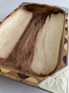 Imagen de Batea / Bandeja rectangular de madera y alpaca 45X27