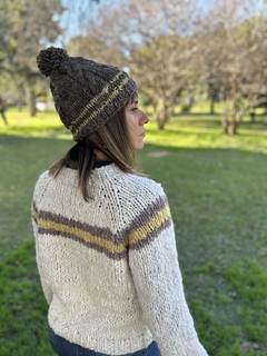 Gorro de lana fueguino con pompón en internet