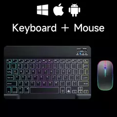 EMTRA Backlit Backlight Bluetooth Keyboard Mouse For IOS Android Windows For iPad Portuguese keyboard Spanish keyboard and Mouse - Hightech Tecnologias
