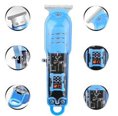 Máquina De Cortar Cabelo Profissional Smart Lcd Barbeador Elétrico Transparente Sem Fio - comprar online