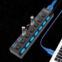 USB 2.0 Hub Multi USB Splitter Ports Hub Use Power Adapter4/ 7 Port Multiple Expander Hub with Switch 30CM Cable For Home on internet