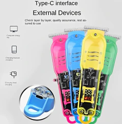 Máquina De Cortar Cabelo Profissional Smart Lcd Barbeador Elétrico Transparente Sem Fio - Hightech Tecnologias 