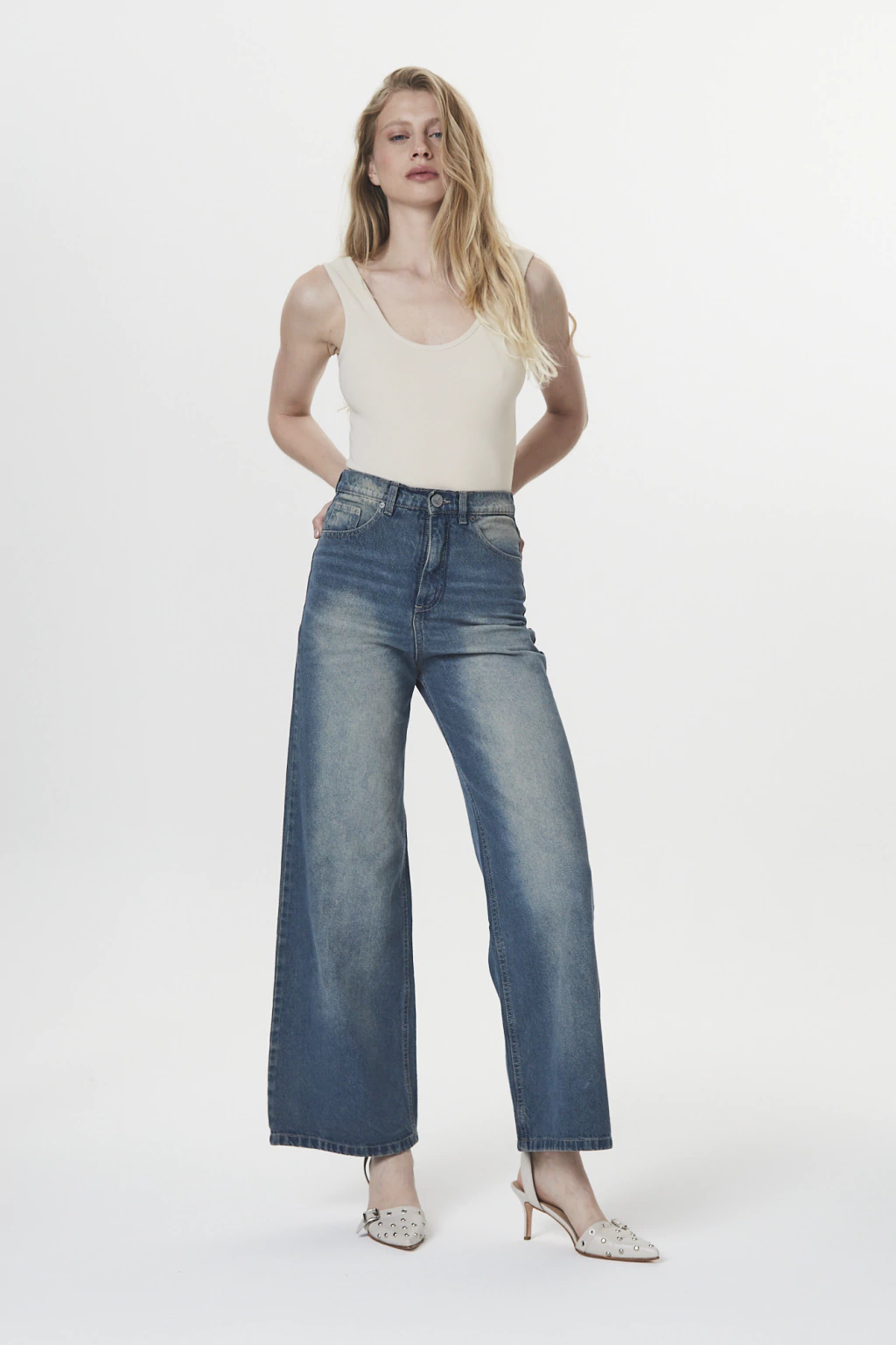 WIDE LEG AZUL MATIZADO