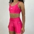 Conjunto de Short Liz Microcanelado Rosa de Alta Compressão