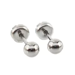 Aritos Silver Ball Varios Tamaños - Jhune Joyeria