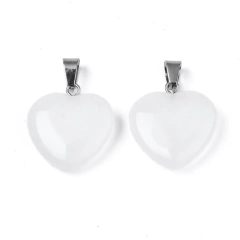 Collar Corazon de Piedra Natural Jade Blanco en internet