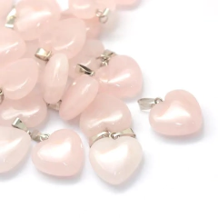 Collar Corazón de Piedra Natural Cuarzo Rosa - Jhune Joyeria