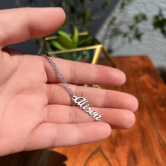 Collar Name Vertical Acero - Jhune Joyeria