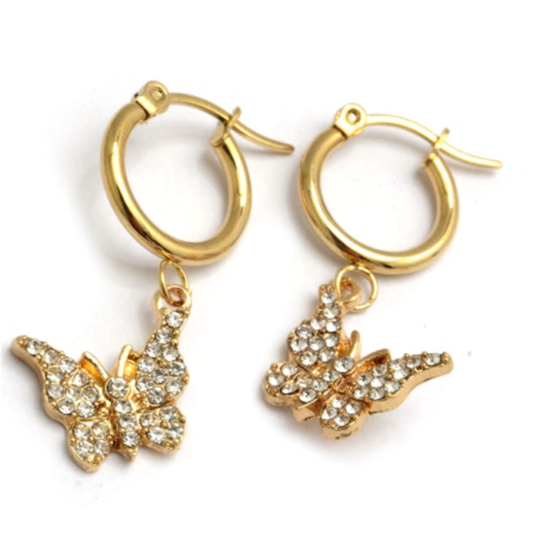 Argollas Mariposa Cristal Gold
