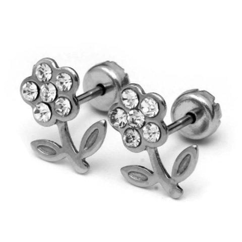 Aritos Abridores Flor con Strass