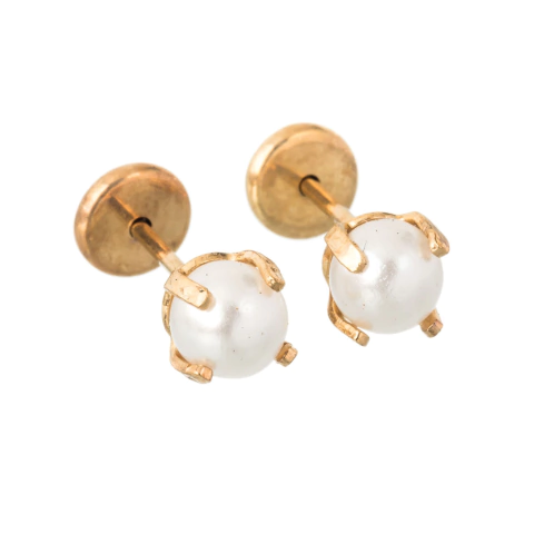 Aritos Perla Engarzada Gold