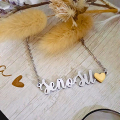 Collar Name Double Gold Acero Quirurgico - Jhune Joyeria