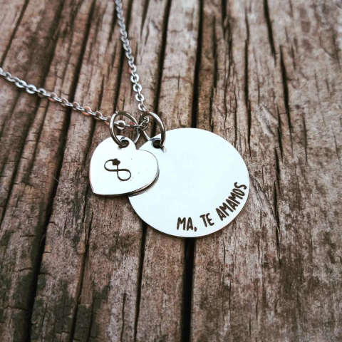 Collar Medalla + Mini Dije Acero Quirurgico - comprar online