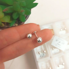 Aritos Bolita Plata 925 - Jhune Joyeria