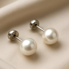 Aritos Abridores Perla Pegada - Jhune Joyeria